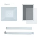 STOJAK NA PLAKATY SREBRNY 32X 27X 119CM PVC I ŻELIWO