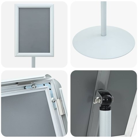 STOJAK NA PLAKATY SREBRNY 33X 33X 126CM PVC I STAL