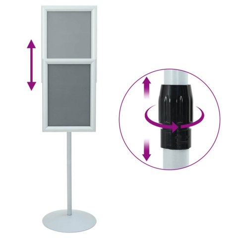 STOJAK NA PLAKATY SREBRNY 33X 33X 126CM PVC I STAL