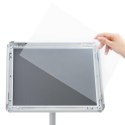 STOJAK NA PLAKATY SREBRNY 33X 33X 126CM PVC I STAL