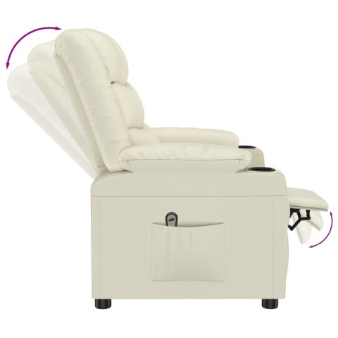 VidaXL Elektryczny fotel rozkładany, kremowy, obity sztuczną skórą