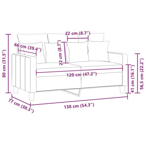 VidaXL Sofa 2-osobowa, czarna, 120 cm, tapicerowana tkaniną