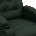 VidaXL Fotel masujący, ciemnozielony, obity tkaniną