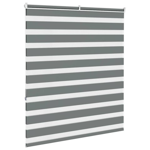 VidaXL Roleta zebra, ciemnoszara, szerokość tkaniny 130,9cm, poliester