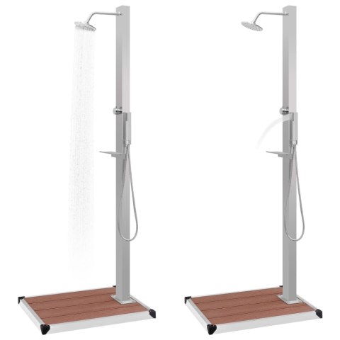 VidaXL Prysznic ogrodowy z podstawą, WPC, stal nierdzewna