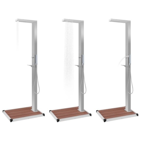 VidaXL Prysznic ogrodowy z podstawą, WPC, stal nierdzewna