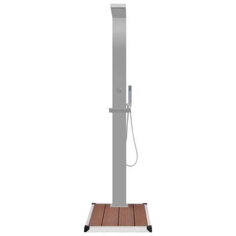 VidaXL Prysznic ogrodowy z podstawą, WPC, stal nierdzewna