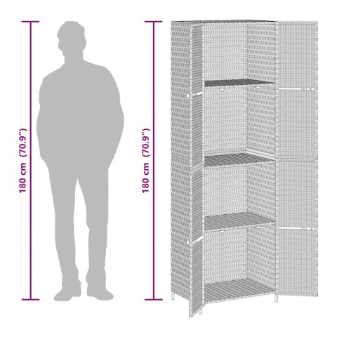 SZAFKA OGRODOWA CZARNA 59X40X180CM RATTAN PE