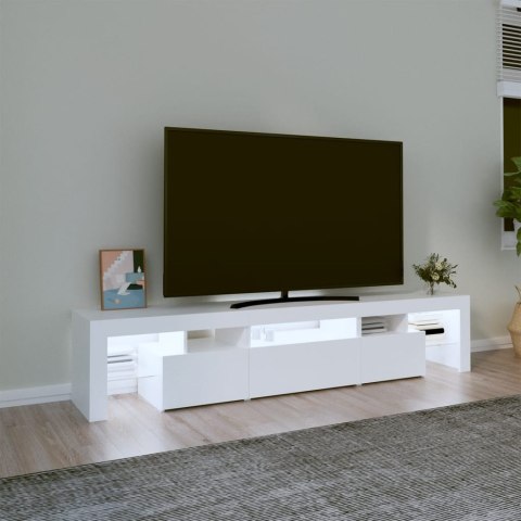 SZAFKA POD TV Z OŚWIETLENIEM LED BIAŁA 200X36,5X40CM