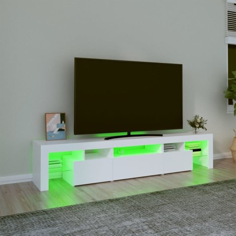 SZAFKA POD TV Z OŚWIETLENIEM LED BIAŁA 200X36,5X40CM