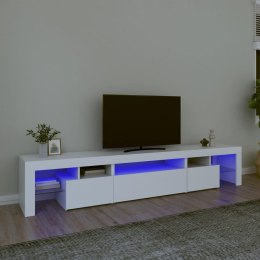 SZAFKA POD TV Z OŚWIETLENIEM LED BIAŁA 215X36,5X40CM