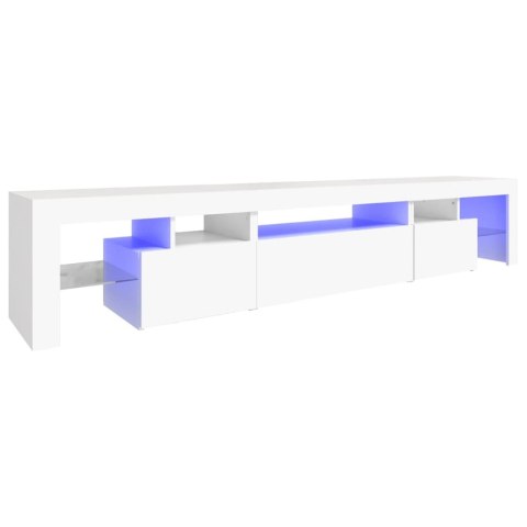 SZAFKA POD TV Z OŚWIETLENIEM LED BIAŁA 215X36,5X40CM