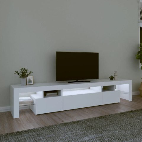 SZAFKA POD TV Z OŚWIETLENIEM LED BIAŁA 215X36,5X40CM