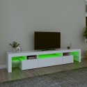 SZAFKA POD TV Z OŚWIETLENIEM LED BIAŁA 215X36,5X40CM