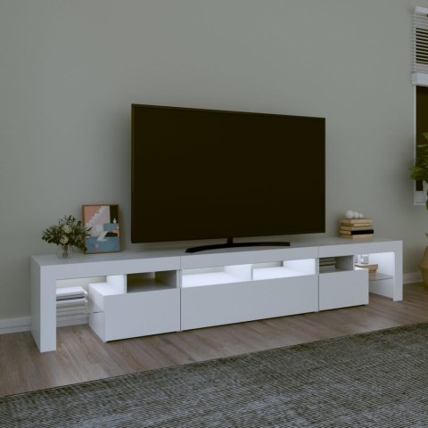 SZAFKA POD TV Z OŚWIETLENIEM LED BIAŁA 230X36,5X40CM