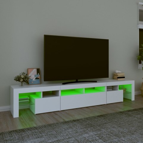 SZAFKA POD TV Z OŚWIETLENIEM LED BIAŁA 230X36,5X40CM