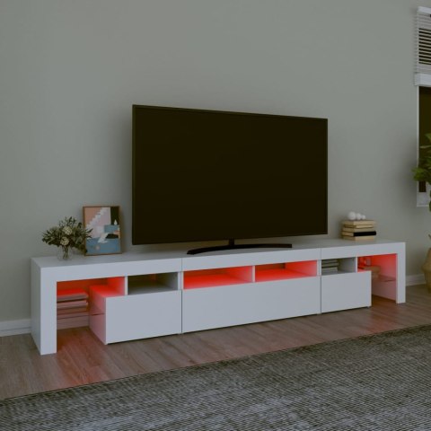 SZAFKA POD TV Z OŚWIETLENIEM LED BIAŁA 230X36,5X40CM