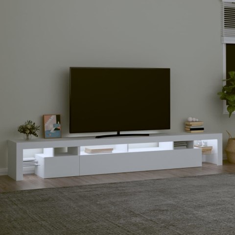 SZAFKA POD TV Z OŚWIETLENIEM LED BIAŁA 260X36,5X40CM