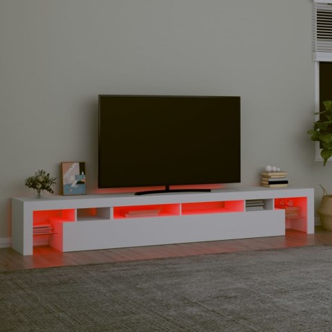 SZAFKA POD TV Z OŚWIETLENIEM LED BIAŁA 260X36,5X40CM
