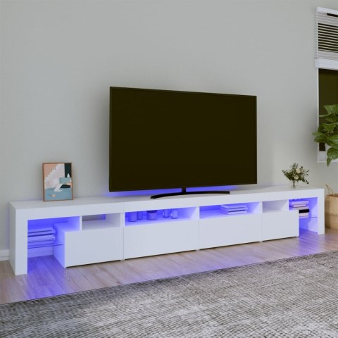 SZAFKA POD TV Z OŚWIETLENIEM LED BIAŁA 260X36,5X40CM