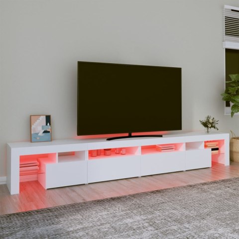 SZAFKA POD TV Z OŚWIETLENIEM LED BIAŁA 260X36,5X40CM