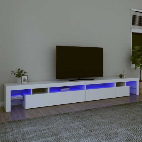 SZAFKA POD TV Z OŚWIETLENIEM LED BIAŁA 290X36,5X40CM