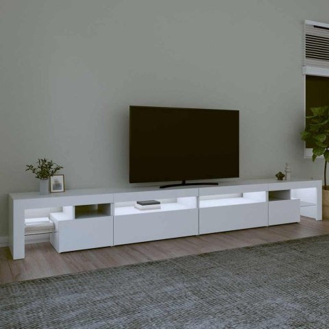 SZAFKA POD TV Z OŚWIETLENIEM LED BIAŁA 290X36,5X40CM