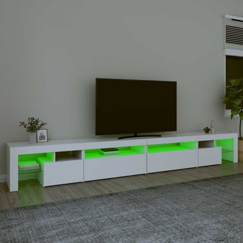 SZAFKA POD TV Z OŚWIETLENIEM LED BIAŁA 290X36,5X40CM