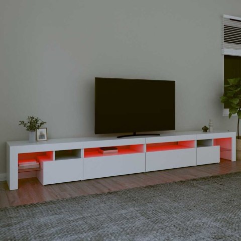 SZAFKA POD TV Z OŚWIETLENIEM LED BIAŁA 290X36,5X40CM