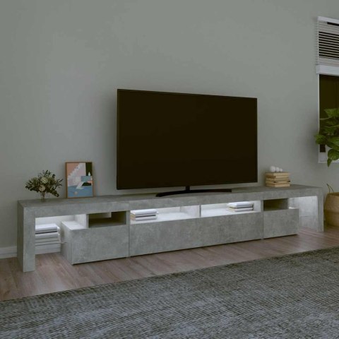 SZAFKA POD TV Z OŚWIETLENIEM LED SZAROŚĆ BETONU 260X36,5X40CM