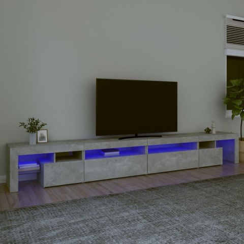 SZAFKA POD TV Z OŚWIETLENIEM LED SZAROŚĆ BETONU 290X36,5X40CM