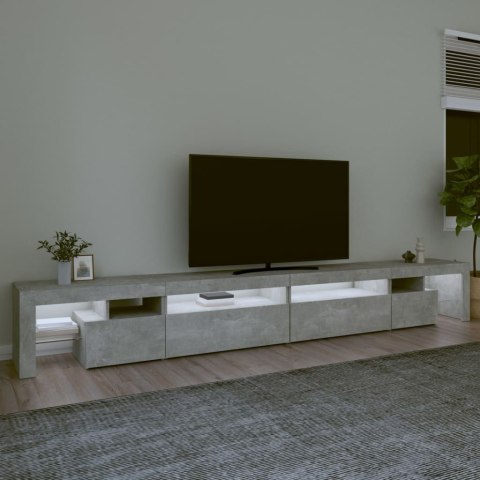SZAFKA POD TV Z OŚWIETLENIEM LED SZAROŚĆ BETONU 290X36,5X40CM