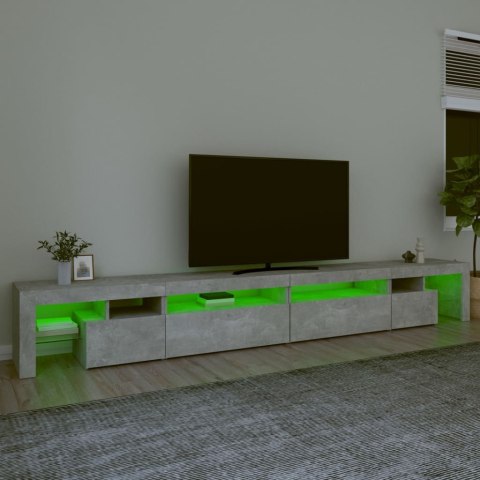SZAFKA POD TV Z OŚWIETLENIEM LED SZAROŚĆ BETONU 290X36,5X40CM