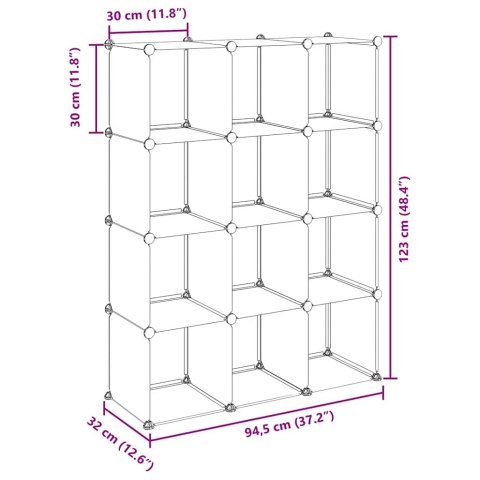 REGAŁ KOSTKOWY Z 12 PRZEGRODAMI CZARNY PP