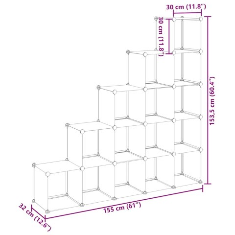 REGAŁ KOSTKOWY Z 15 PRZEGRODAMI PRZEZROCZYSTY PP