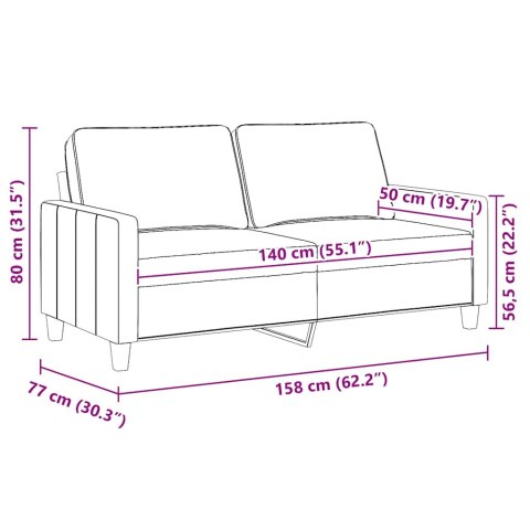 SOFA 2-OSOBOWA CZARNA 140CM TAPICEROWANA TKANINĄ