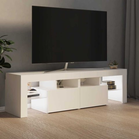 SZAFKA POD TV Z OŚWIETLENIEM LED BIAŁA 140X36,5X40CM