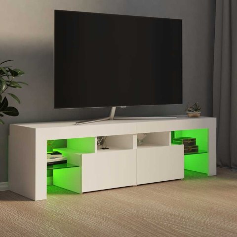 SZAFKA POD TV Z OŚWIETLENIEM LED BIAŁA 140X36,5X40CM