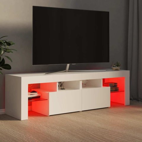 SZAFKA POD TV Z OŚWIETLENIEM LED BIAŁA 140X36,5X40CM