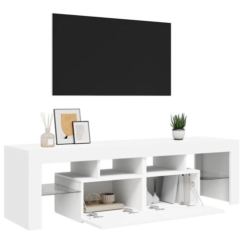 SZAFKA POD TV Z OŚWIETLENIEM LED BIAŁA 140X36,5X40CM