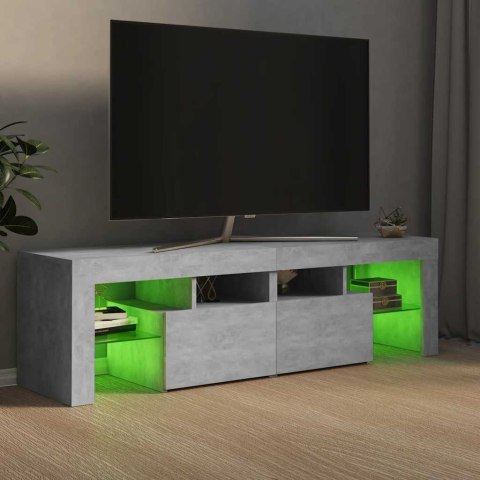 SZAFKA POD TV Z OŚWIETLENIEM LED SZAROŚĆ BETONU 140X36,5X40CM