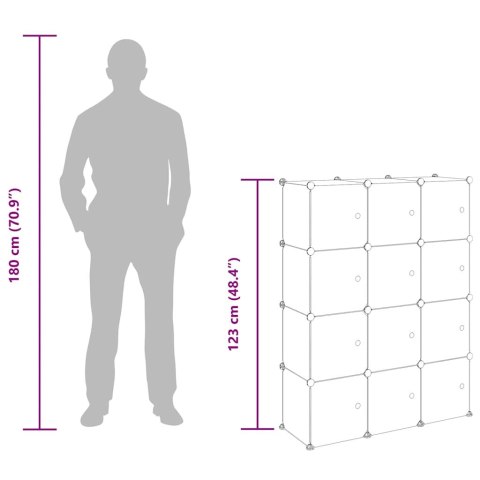 REGAŁ KOSTKOWY Z 12 PRZEGRODAMI I DRZWICZKAMI CZARNY PP