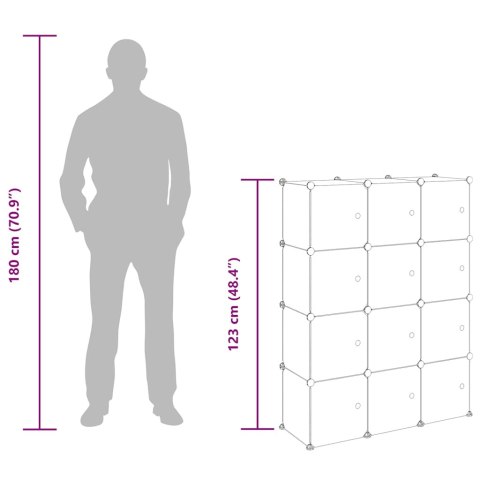 REGAŁ KOSTKOWY Z 12 PRZEGRODAMI Z DRZWICZKAMI PRZEZROCZYSTY PP