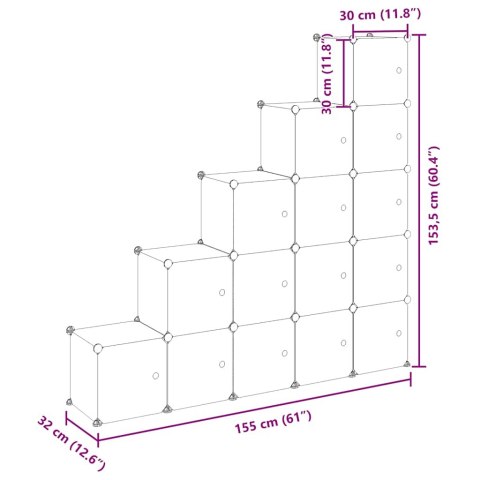 REGAŁ KOSTKOWY Z 15 PRZEGRODAMI Z DRZWICZKAMI CZARNY PP