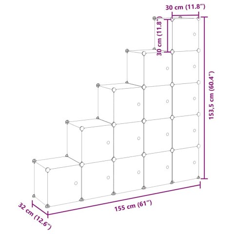 REGAŁ KOSTKOWY Z 15 PRZEGRODAMI Z DRZWICZKAMI PRZEZROCZYSTY PP