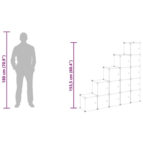 REGAŁ KOSTKOWY Z 15 PRZEGRODAMI Z DRZWICZKAMI PRZEZROCZYSTY PP