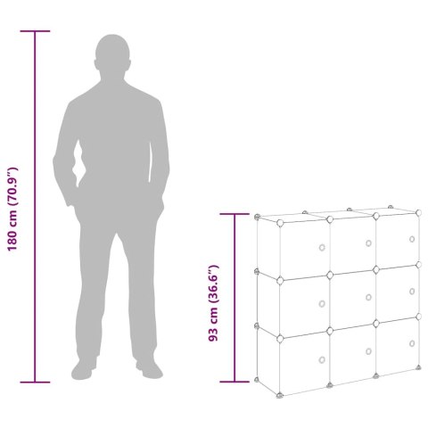 REGAŁ KOSTKOWY Z 9 PRZEGRODAMI Z DRZWICZKAMI CZARNY PP