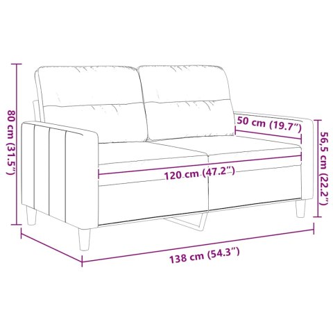 SOFA 2-OSOBOWA CZARNA 120CM TAPICEROWANA TKANINĄ