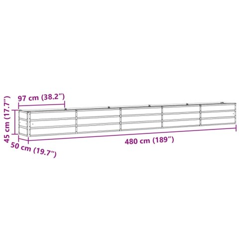 DONICA OGRODOWA ANTRACYT 480X50X45CM STAL GALWANIZOWANA
