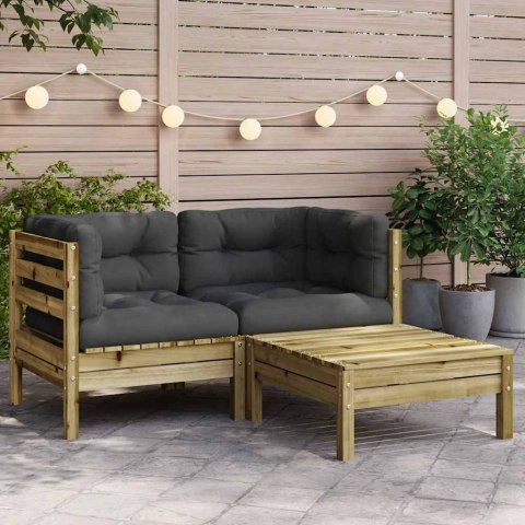 VidaXL Sofa ogrodowa z poduszkami i podnóżkiem, 2-osobowa